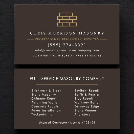 Bricklayer Brick Masonry Contractor Company 名刺