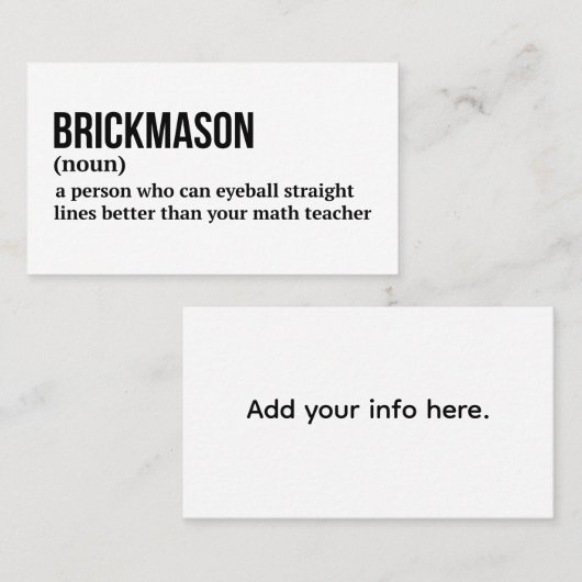 Bricklayer Funny Definition Card 名刺 (正面/裏面)