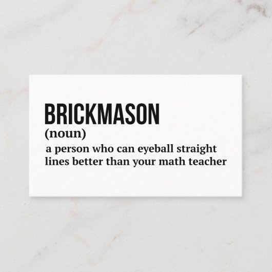 Bricklayer Funny Definition Card 名刺 (正面)
