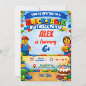 Bricks Colorful Boy Birthday Party Invitation 招待状 (正面)
