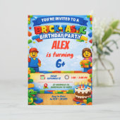 Bricks Colorful Boy Birthday Party Invitation 招待状 (スタンド正面)