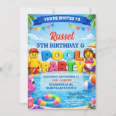 Bricks Colorful Pool Birthday Party Invitation 招待状 (正面)