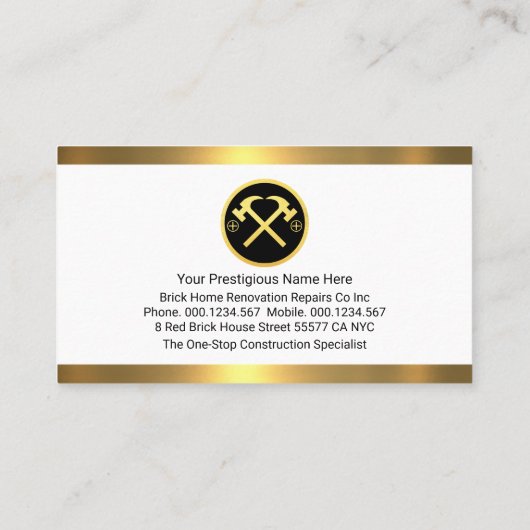 Brickwork Masonry In Gold Border 名刺 (裏面)