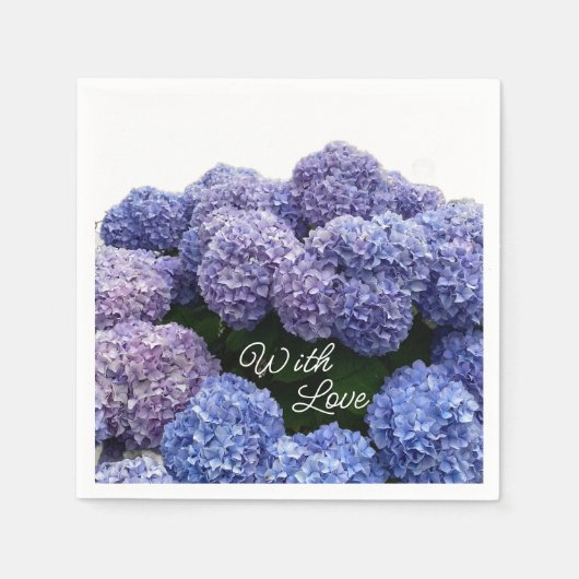 Bridal, Baby Shower Napkins Purple, Blue Hydrangea スタンダードカクテルナプキン (正面)