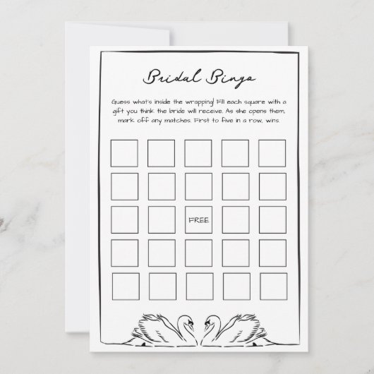 Bridal Bingo Gift Game - Black and White Swan ノートカード (正面)