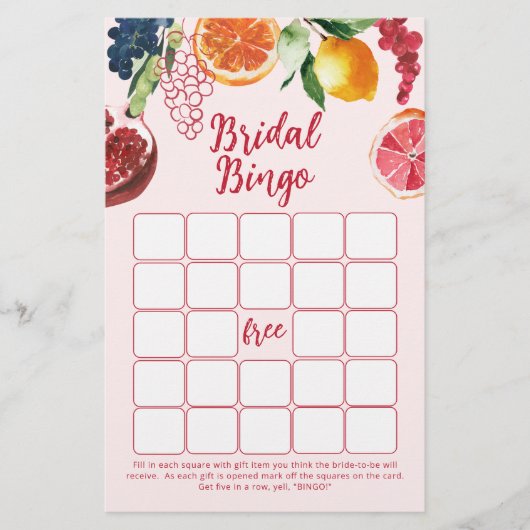 Bridal Bingo Off the Market Bridal Shower game (正面)