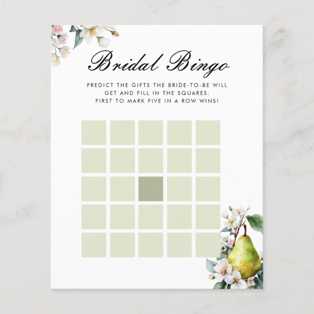 Bridal Bingo Perfect Pear Bridal Shower Game (正面)