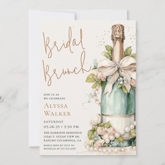 Bridal Brunch Champagne Bottle 招待状 (正面)