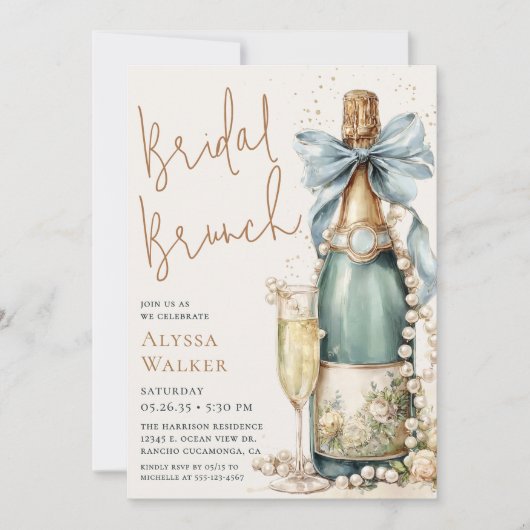 Bridal Brunch Champagne Bottle 招待状 (正面)