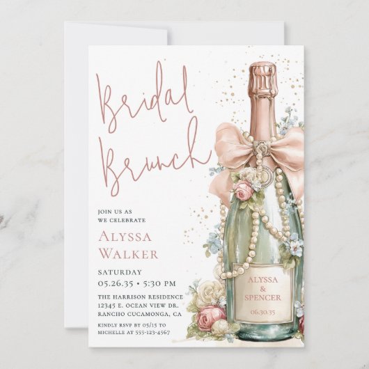 Bridal Brunch Champagne Bottle 招待状 (正面)