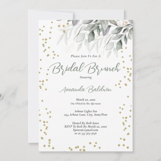 Bridal Brunch Gold Stars  招待状 (正面)