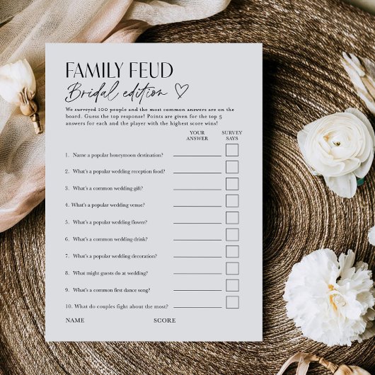 Bridal Feud Popular TV Game Show Trivia Card 招待状