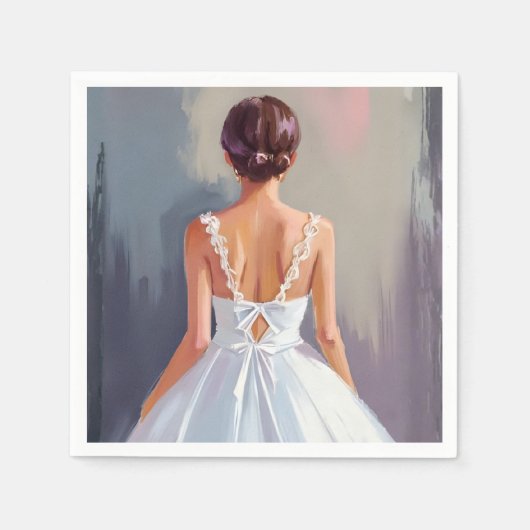 Bridal Gown | White Lace Dress Watercolor スタンダードカクテルナプキン (正面)