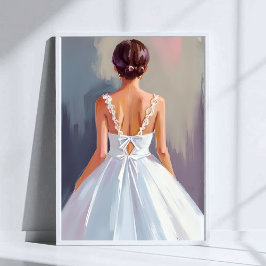 Bridal Gown | White Lace Dress Watercolor ポスター