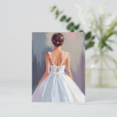 Bridal Gown | White Lace Dress Watercolor ポストカード (スタンド正面)