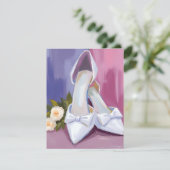 Bridal Heels | White Rose Watercolor Wedding Card (スタンド正面)