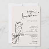 Bridal Luncheon Champagne Black Bow Bridal Shower 招待状 (正面)