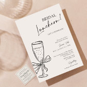 Bridal Luncheon Champagne Black Bow Bridal Shower 招待状