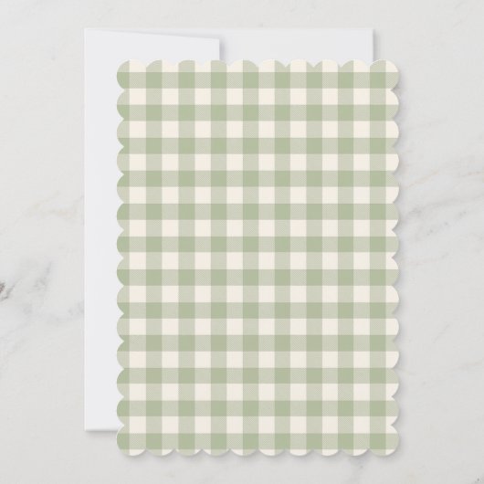  Bridal Luncheon Gingham Sage Green Floral Bow 招待状 (裏面)