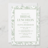 Bridal Luncheon Sage Green Vintage French Floral 招待状 (正面)