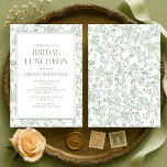 Bridal Luncheon Sage Green Vintage French Floral  招待状<br><div class="desc">Bridal luncheon invitation featuring vintage French floral design in soft sage green tones. Created to honor the bride with timeless botanical elegance and romantic European charm. Ideal for bridal luncheons,  wedding week events,  and intimate pre wedding gatherings. Editable text with a clean,  print-ready layout.</div>