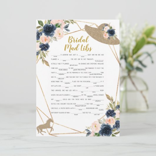 Bridal Mad Libs Horse Race Hat Theme Game 招待状 (スタンド正面)