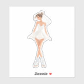 Bridal Roller Skater in Elegant White Wedding Dres シール (シート)