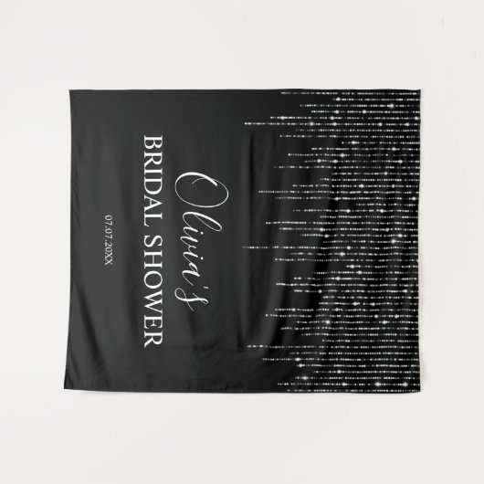 Bridal Shower Backdrop - Night & String Lights タペストリー (正面(横))