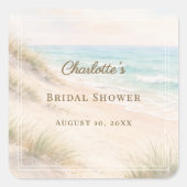 Bridal Shower beach coastal elegant スクエアシール (正面)
