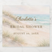 Bridal Shower beach coastal elegant スパークリングワインラベル (シングルラベル)