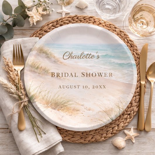 Bridal Shower beach coastal elegant ペーパープレート