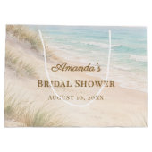 Bridal Shower beach coastal elegant ラージペーパーバッグ (裏面)