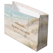Bridal Shower beach coastal elegant ラージペーパーバッグ (正面アングル)