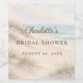 Bridal Shower beach coastal elegant ワインラベル (シングルラベル)