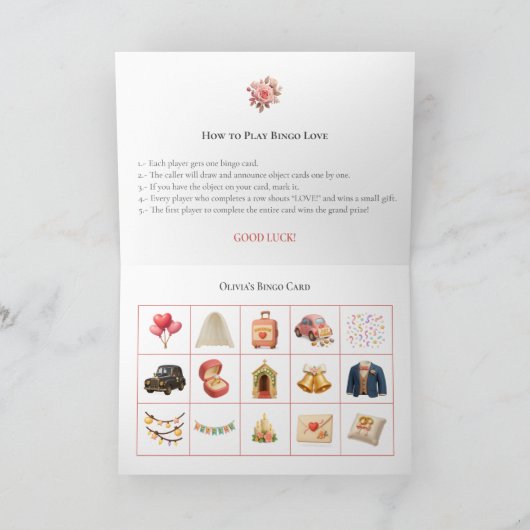 Bridal Shower Bingo Game Board13. Fun Party シーズンカード (内部)
