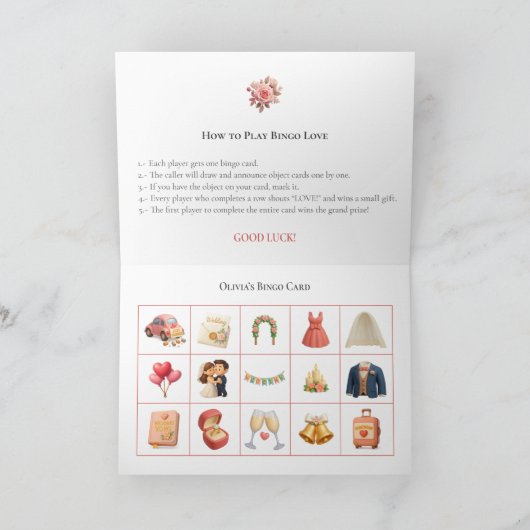 Bridal Shower Bingo Game Board16. Fun Party シーズンカード (内部)