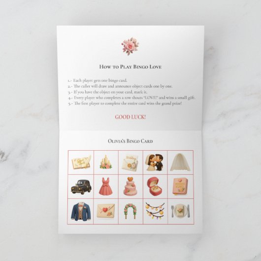 Bridal Shower Bingo Game Board17. Fun Party シーズンカード (内部)