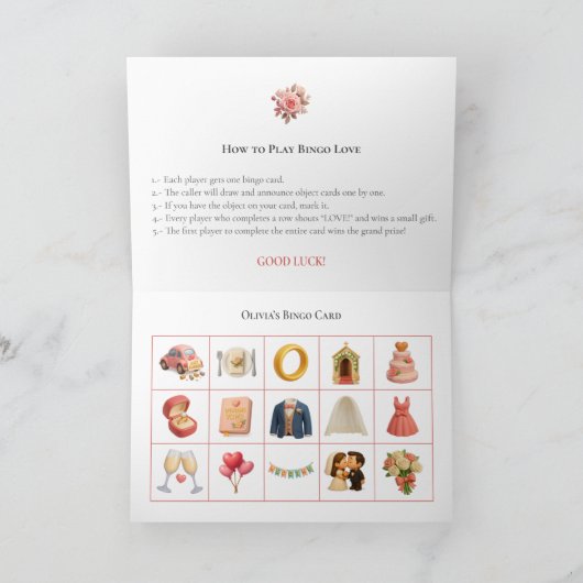 Bridal Shower Bingo Game Board2. Fun Party シーズンカード (内部)