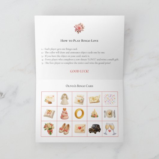 Bridal Shower Bingo Game Board3. Fun Party シーズンカード (内部)