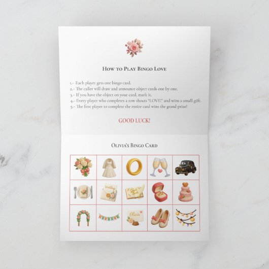 Bridal Shower Bingo Game Board4. Fun Party シーズンカード (内部)