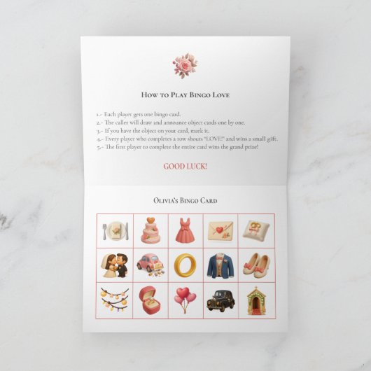 Bridal Shower Bingo Game Board7. Fun Party シーズンカード (内部)