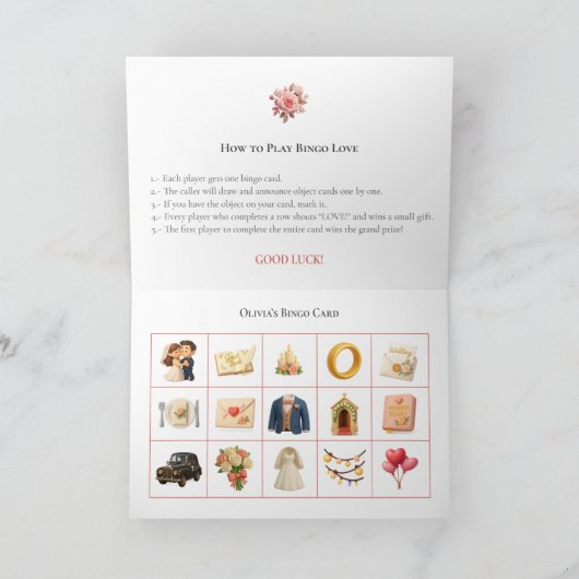 Bridal Shower Bingo Game Board9. Fun Party シーズンカード (内部)