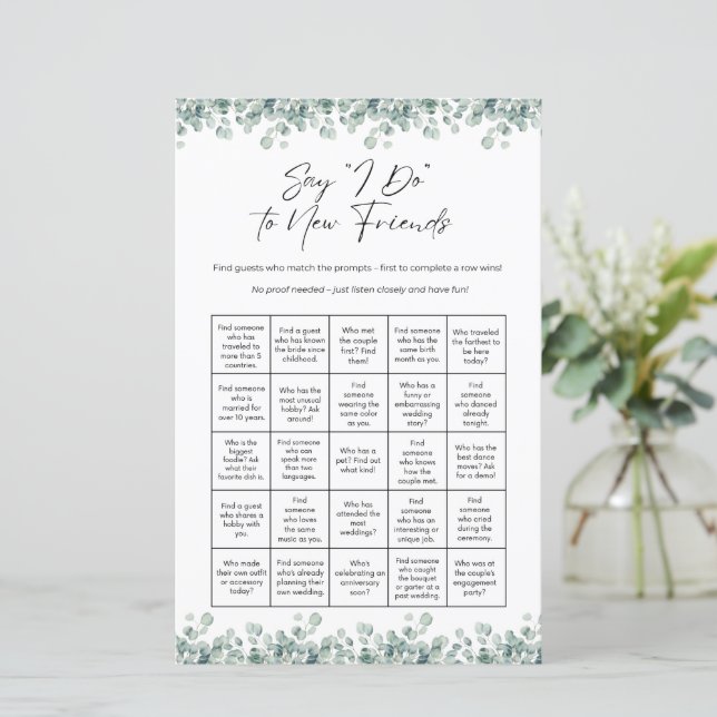 Bridal Shower Bingo Game Say I Do Game (スタンド正面)