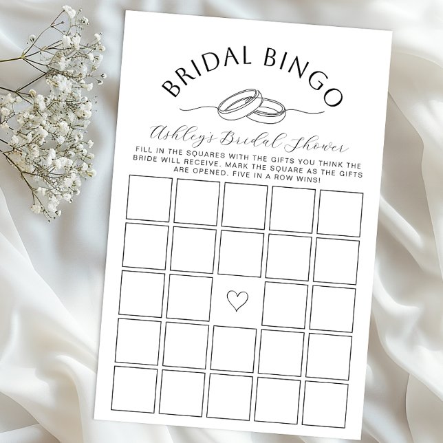 Bridal Shower Bingo Game with Rings Design (Bridal Bingo)