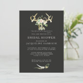 Bridal Shower BOHO Feathers Deer Antler Roses Art 招待状 (スタンド正面)