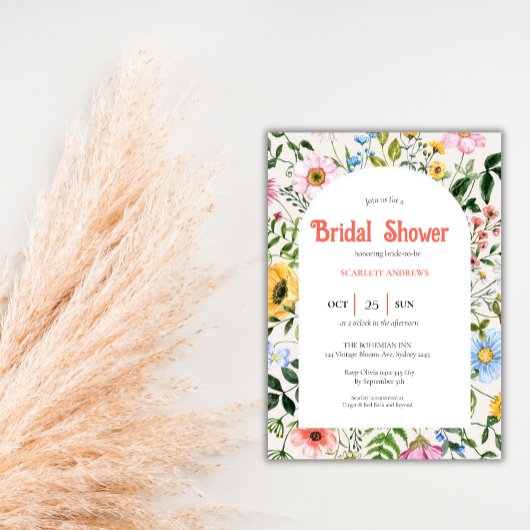 bridal shower boho vintage invitation 招待状