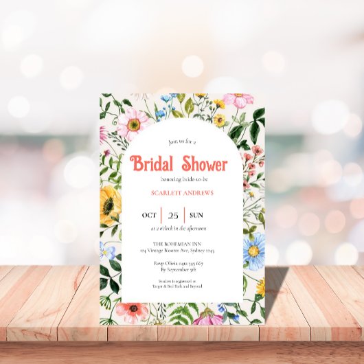 bridal shower boho vintage invitation 招待状