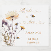 Bridal Shower Bride to bee wildflowers ivory スパークリングワインラベル (シングルラベル)