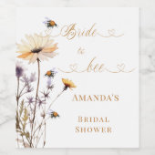 Bridal Shower Bride to bee wildflowers ivory ワインラベル (シングルラベル)