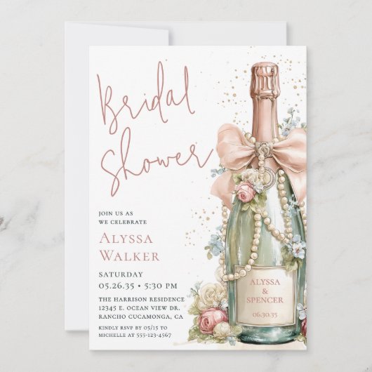 Bridal Shower Champagne Bottle 招待状 (正面)